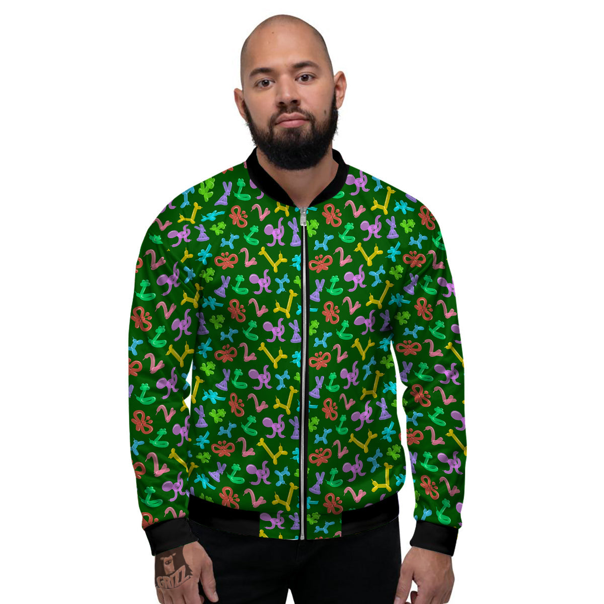 Balloon Modelling Print Pattern Men's Bomber Jacket-grizzshop