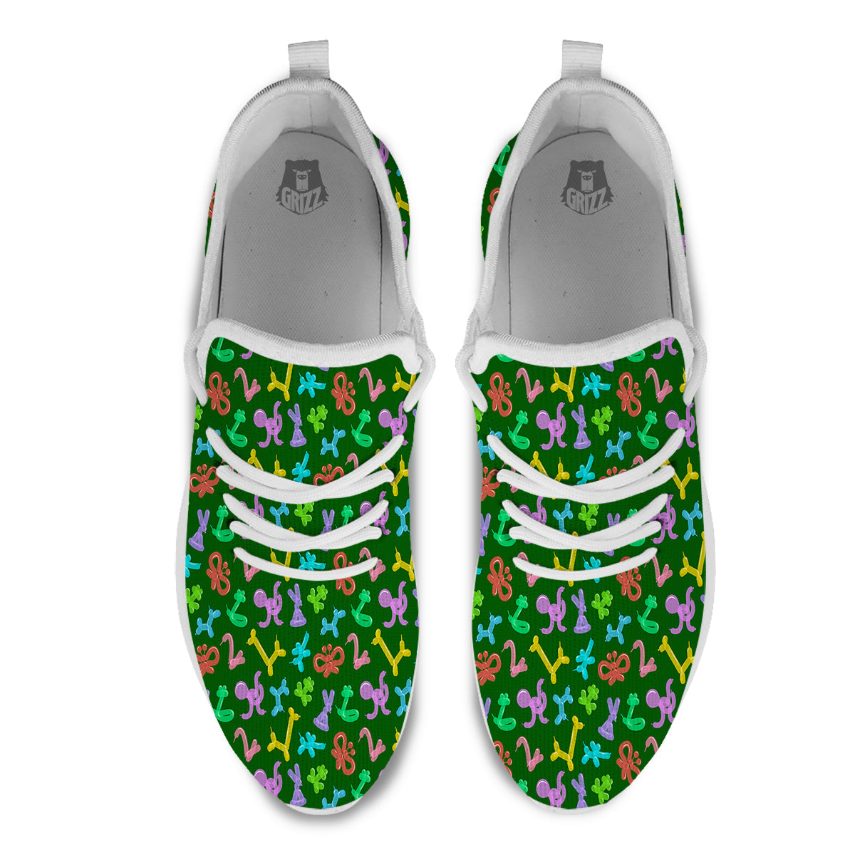 Balloon Modelling Print Pattern White Athletic Shoes-grizzshop