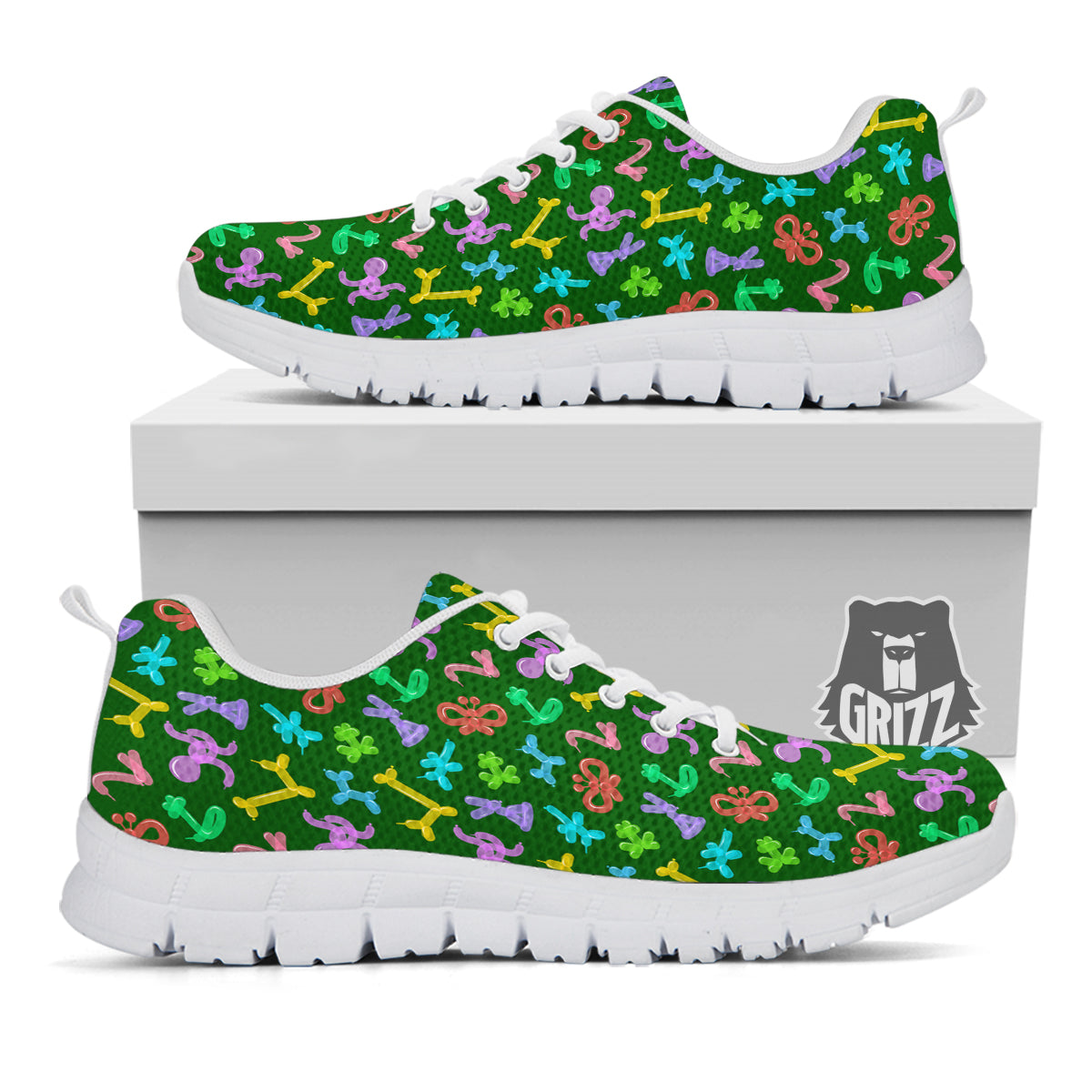 Balloon Modelling Print Pattern White Sneaker-grizzshop