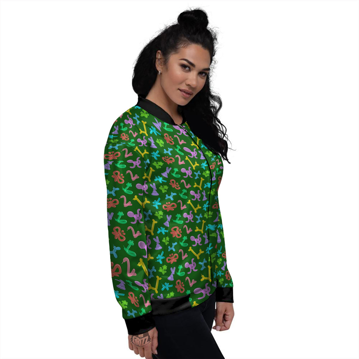 Balloon Modelling Print Pattern Women's Bomber Jacket-grizzshop
