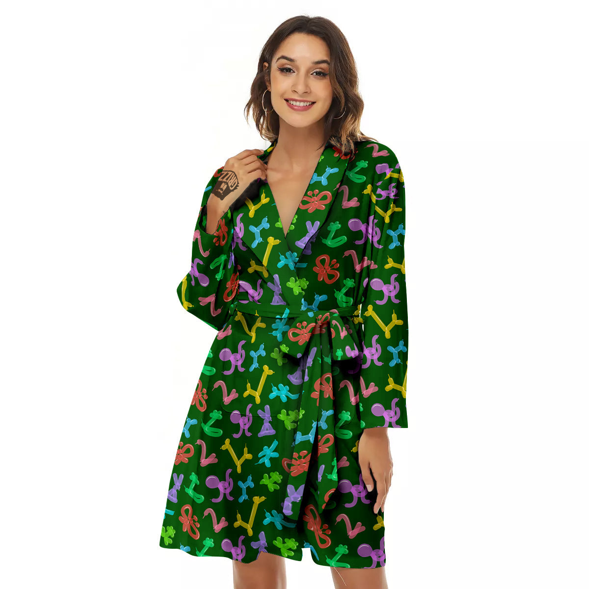 Balloon Modelling Print Pattern Women's Robe-grizzshop