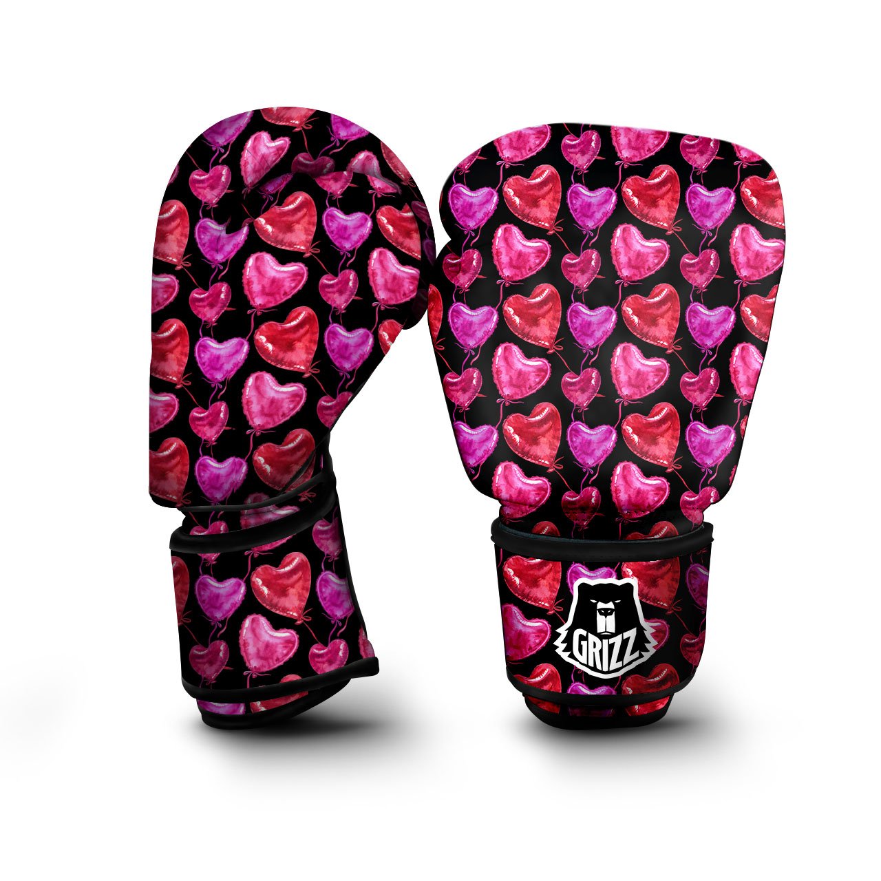 Balloon Red Heart Print Pattern Boxing Gloves-grizzshop