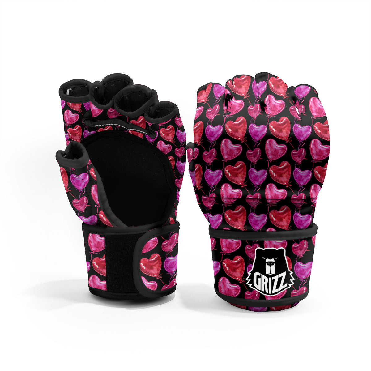 Balloon Red Heart Print Pattern MMA Gloves-grizzshop