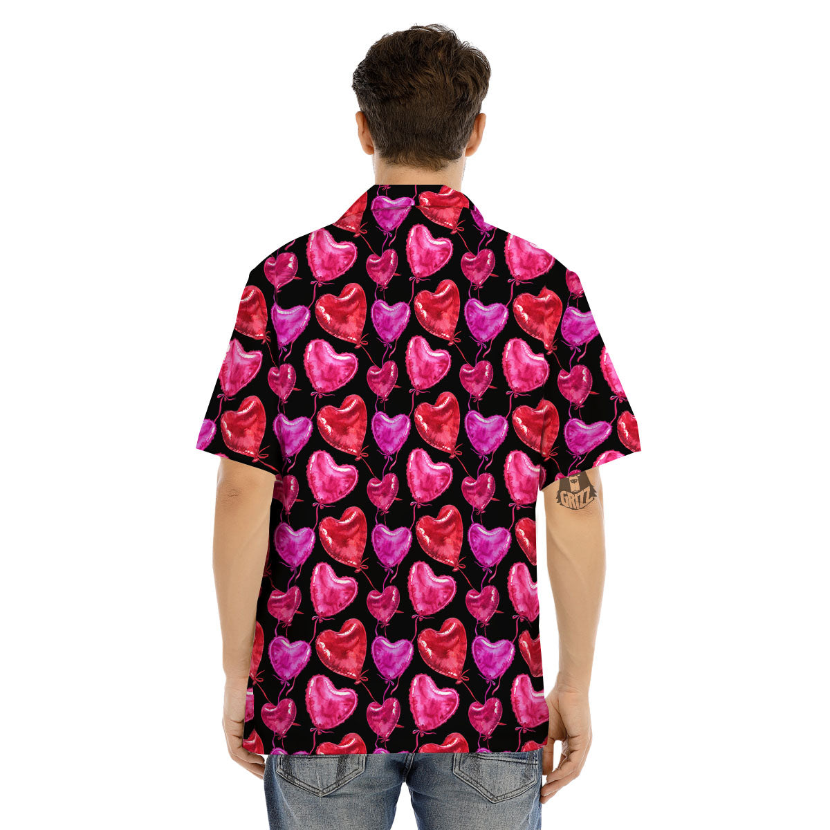 Balloon Red Heart Print Pattern Men's Hawaiian Shirt-grizzshop