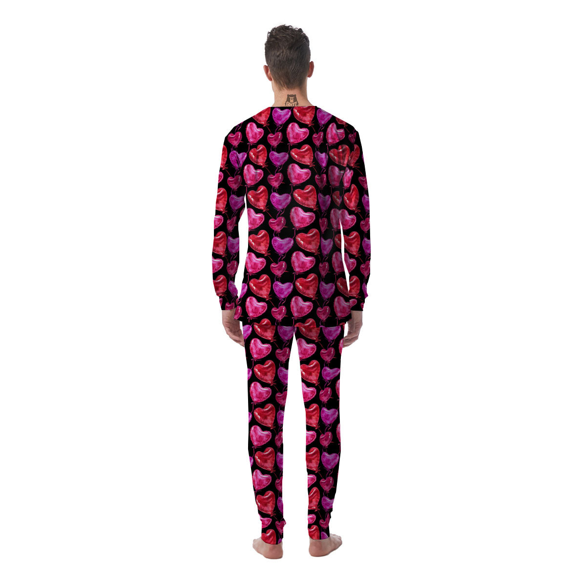 Balloon Red Heart Print Pattern Men's Pajamas-grizzshop