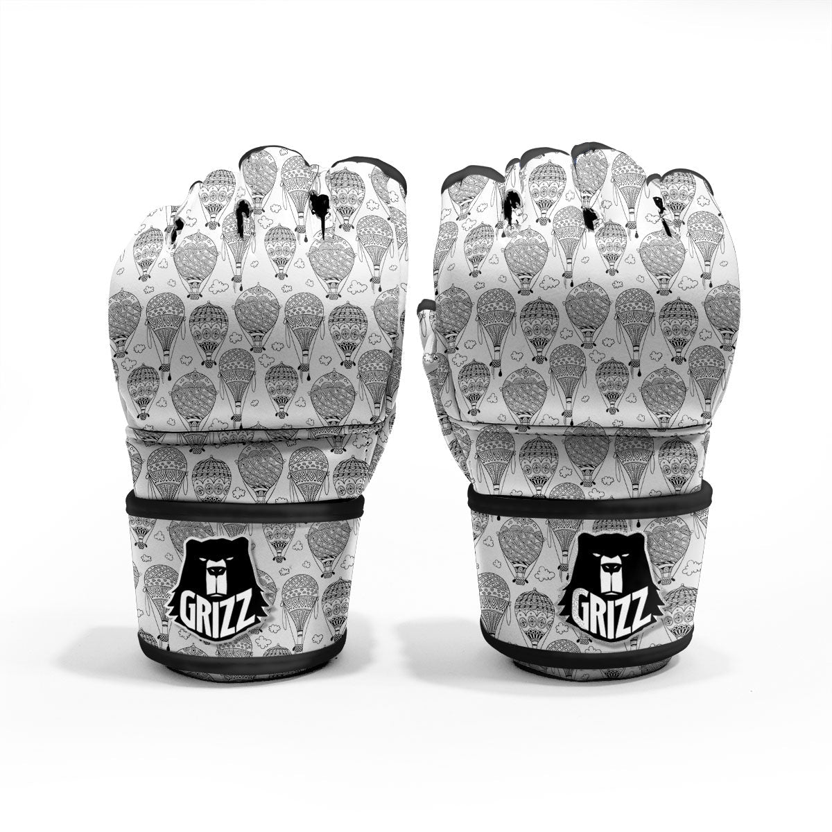 Balloon White And Black Print Pattern MMA Gloves-grizzshop