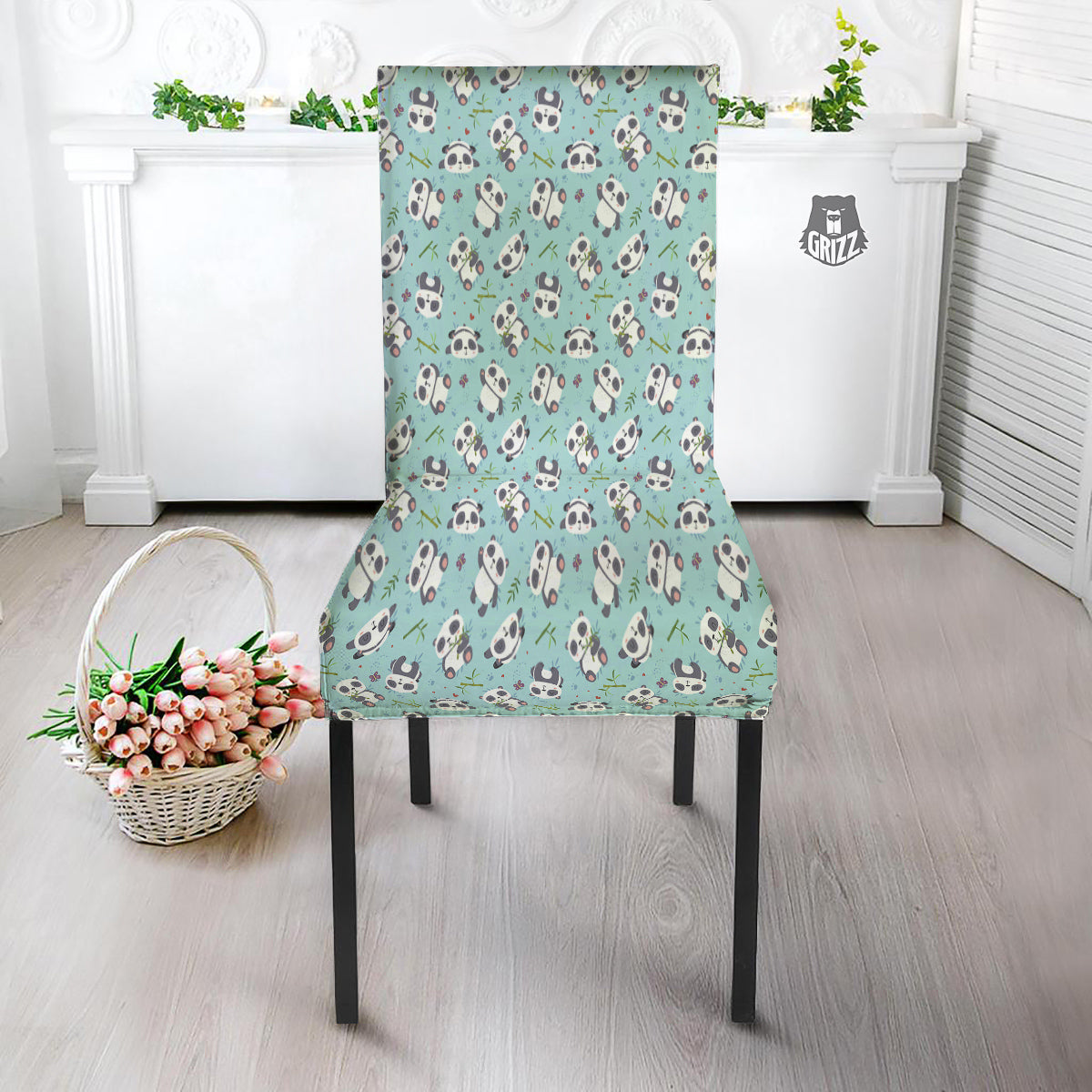 Bamboo And Cute Panda Print Pattern Dining Chair Slipcover-grizzshop