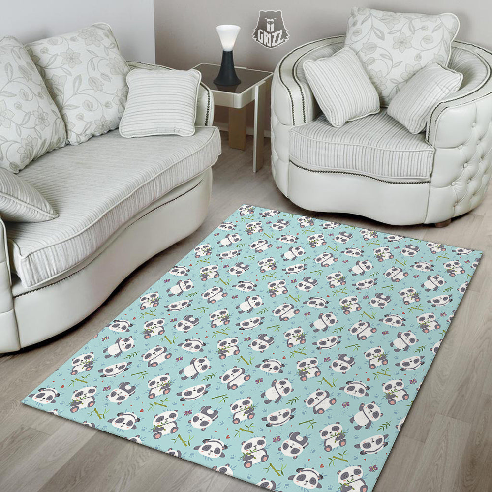 Bamboo And Cute Panda Print Pattern Floor Mat-grizzshop