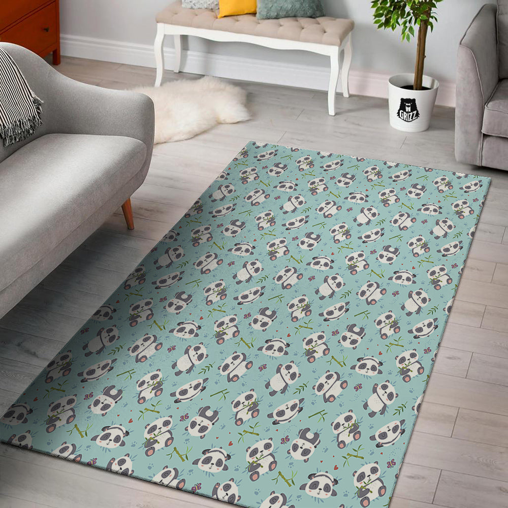 Bamboo And Cute Panda Print Pattern Floor Mat-grizzshop