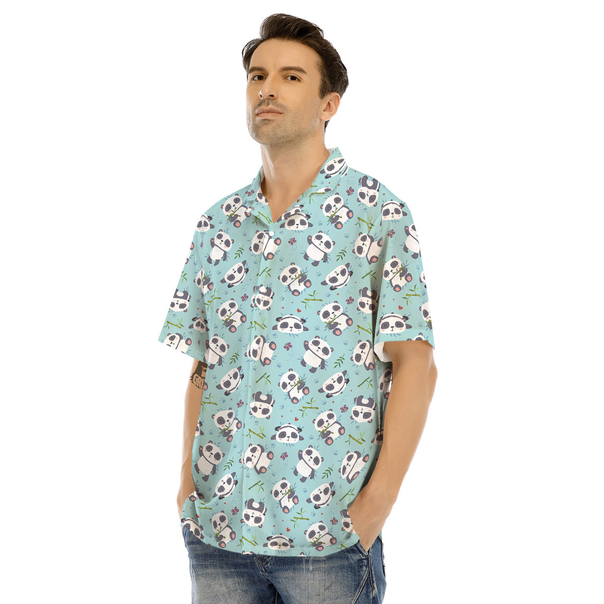 Bamboo And Cute Panda Print Pattern Men's Hawaiian Shirt-grizzshop