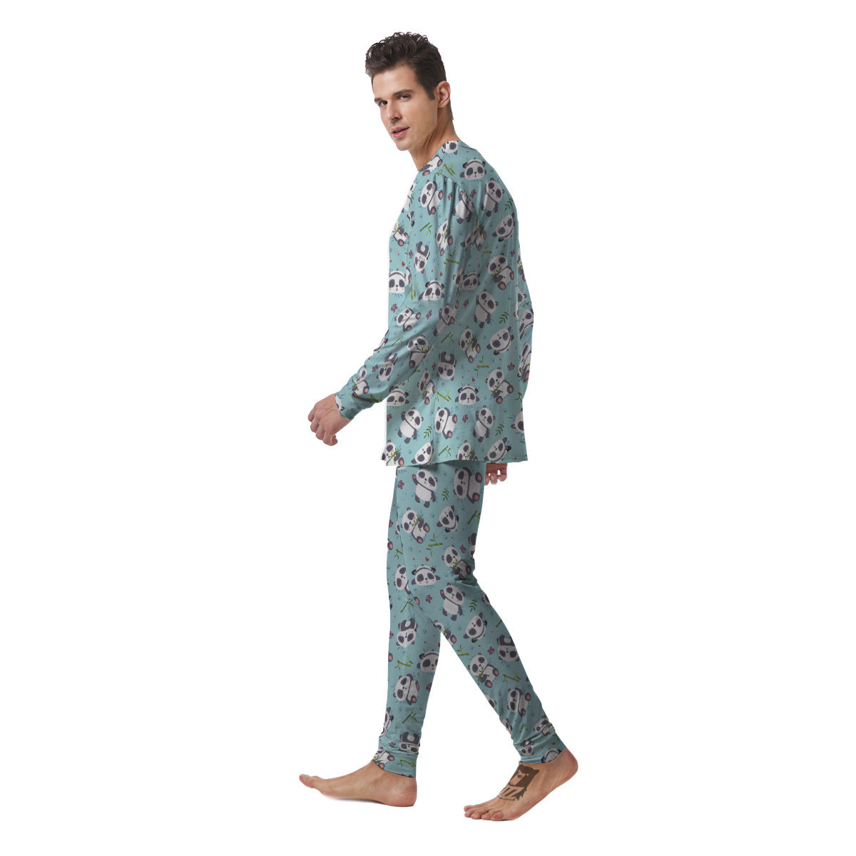 Bamboo And Cute Panda Print Pattern Men's Pajamas-grizzshop