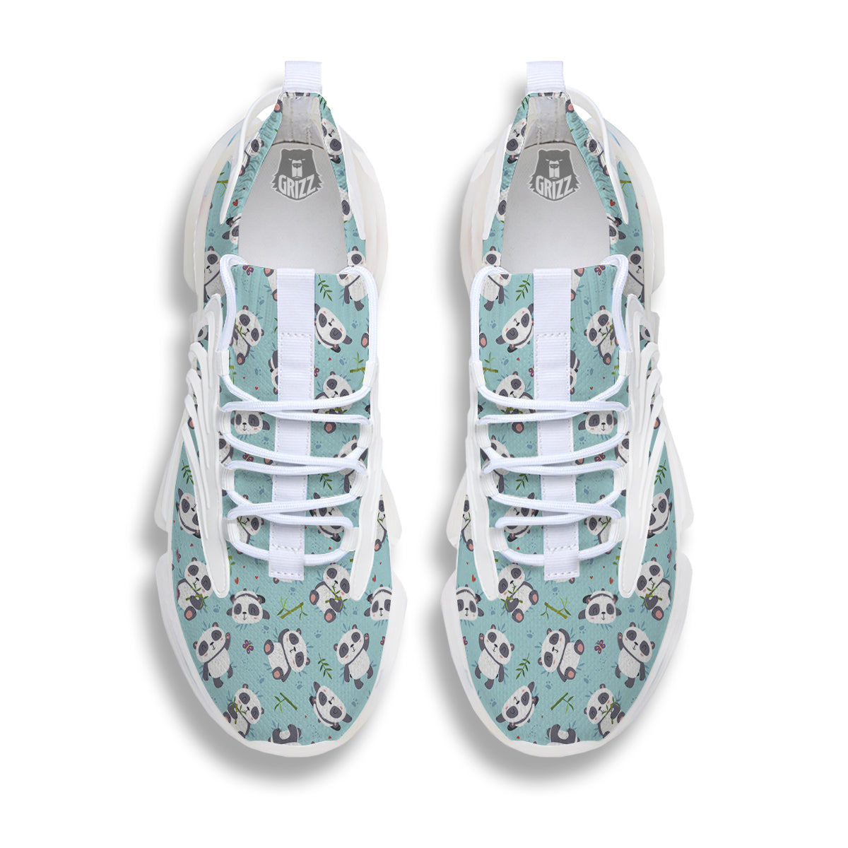 Bamboo And Cute Panda Print Pattern White Gym Shoes-grizzshop