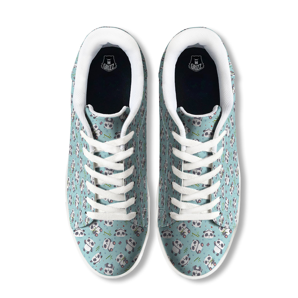 Bamboo And Cute Panda Print Pattern White Low Top Sneakers-grizzshop