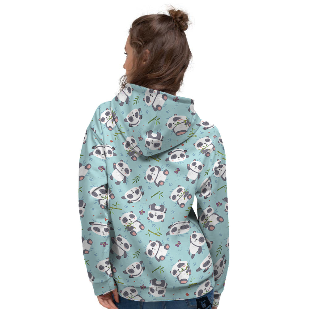Bamboo And Cute Panda Print Pattern Women's Hoodie-grizzshop