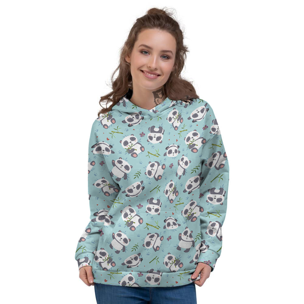 Bamboo And Cute Panda Print Pattern Women's Hoodie-grizzshop