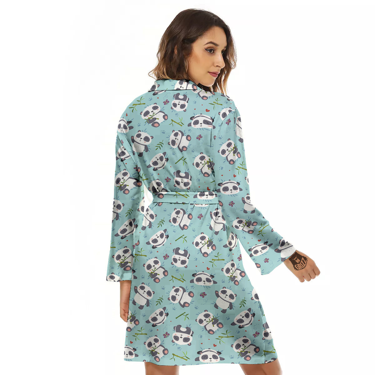 Bamboo And Cute Panda Print Pattern Women's Robe-grizzshop