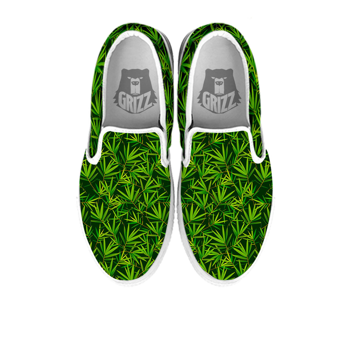 Bamboo Leaf Green Print Pattern White Slip On Shoes-grizzshop
