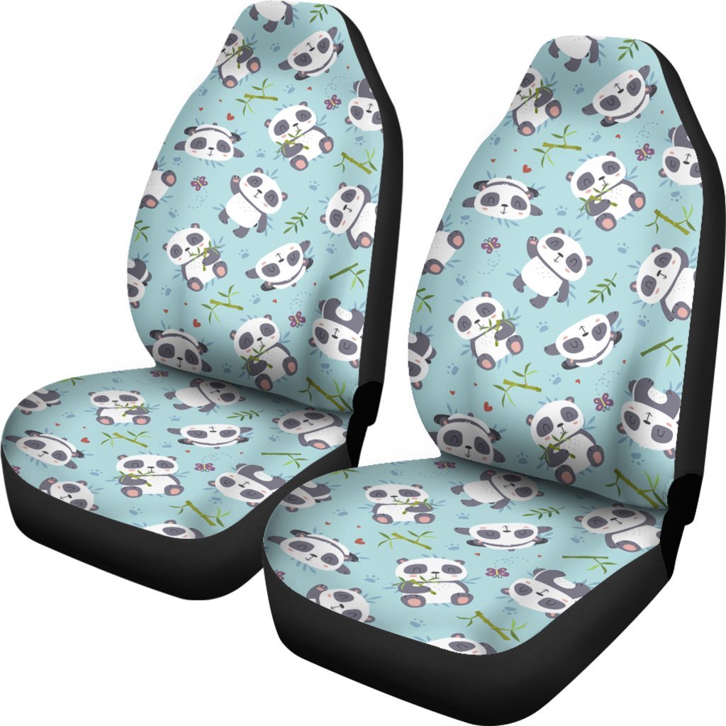 Bamboo Mint Panda Pattern Print Universal Fit Car Seat Cover-grizzshop