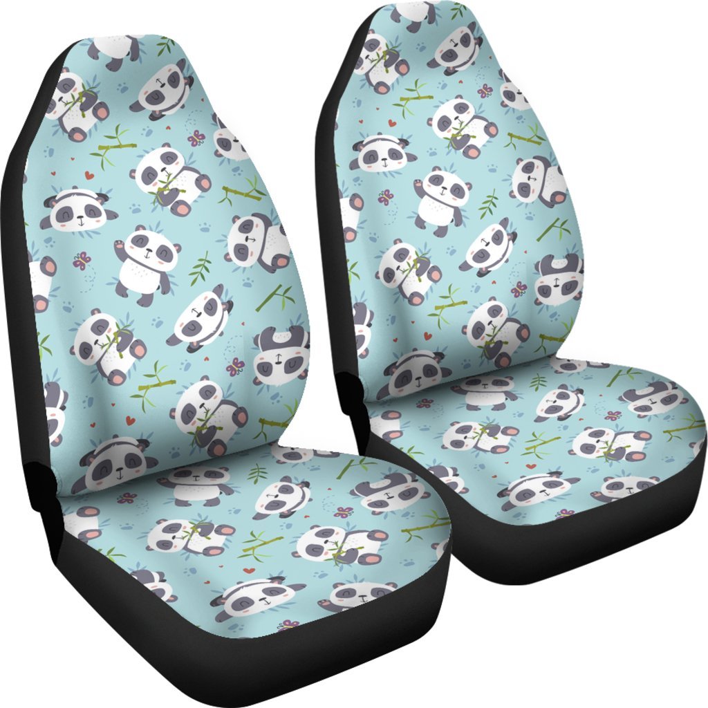 Bamboo Mint Panda Pattern Print Universal Fit Car Seat Cover-grizzshop