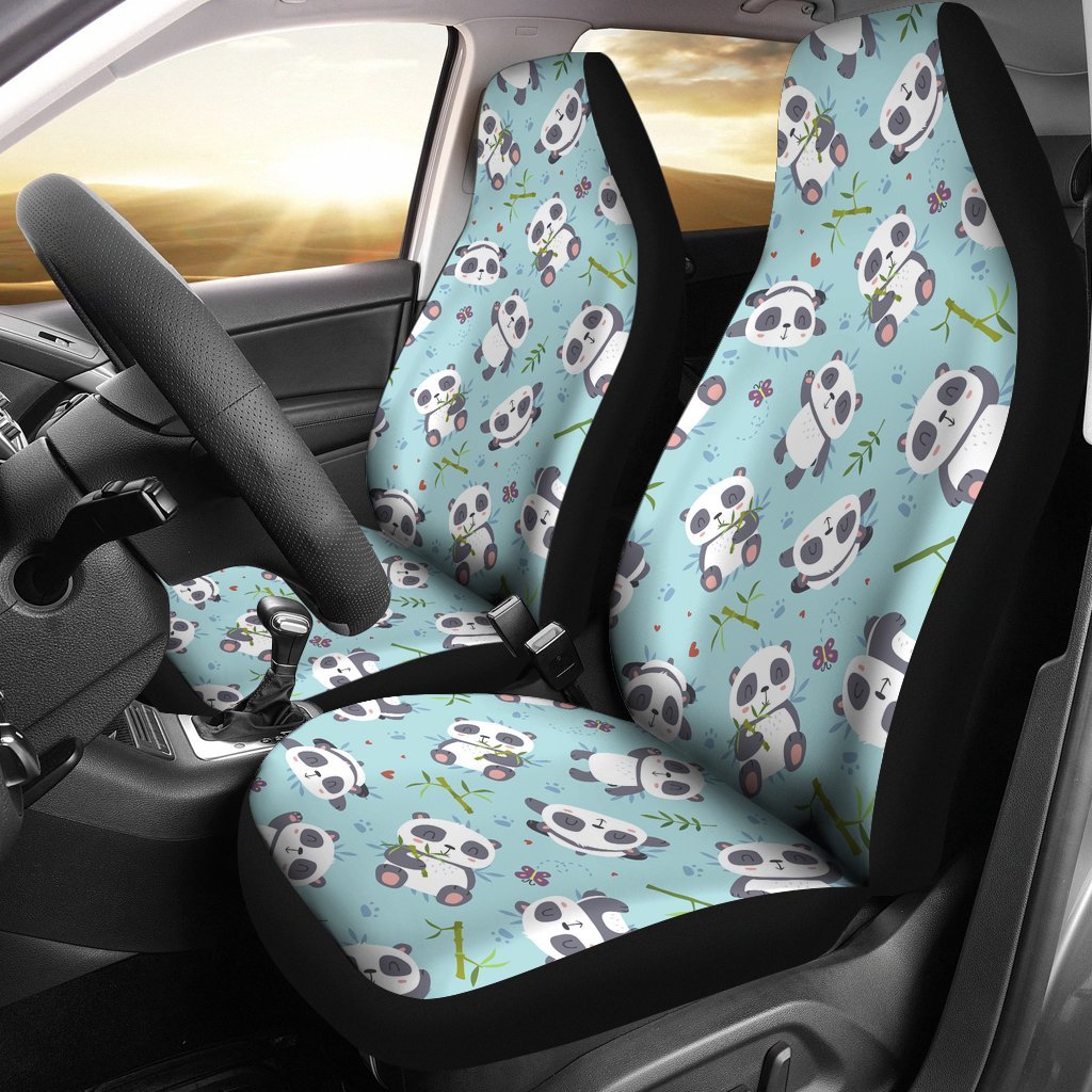 Bamboo Mint Panda Pattern Print Universal Fit Car Seat Cover-grizzshop