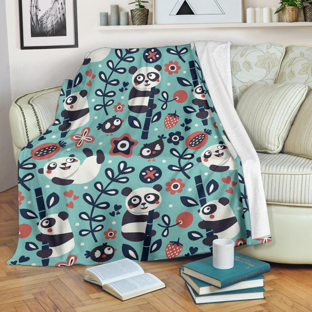 Bamboo Panda Pattern Print Blanket-grizzshop