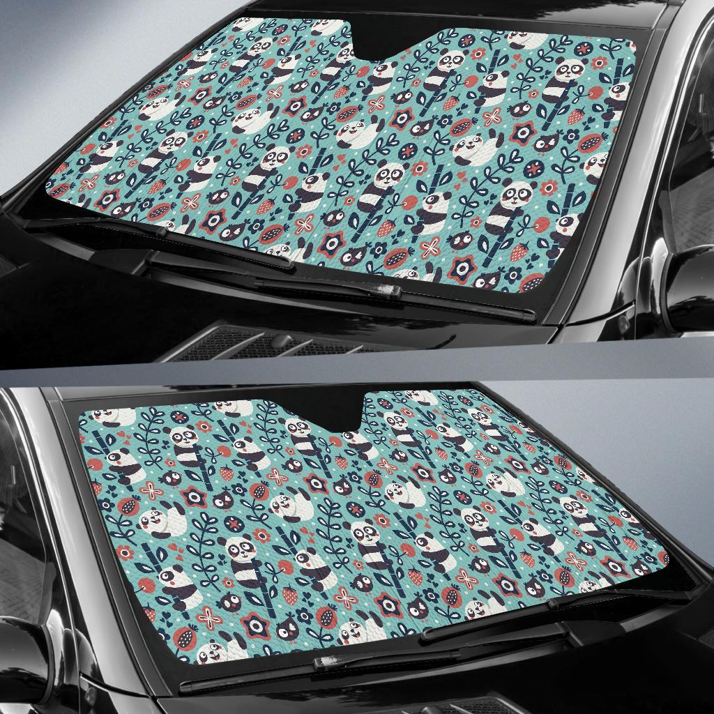 Bamboo Panda Pattern Print Car Sun Shade-grizzshop