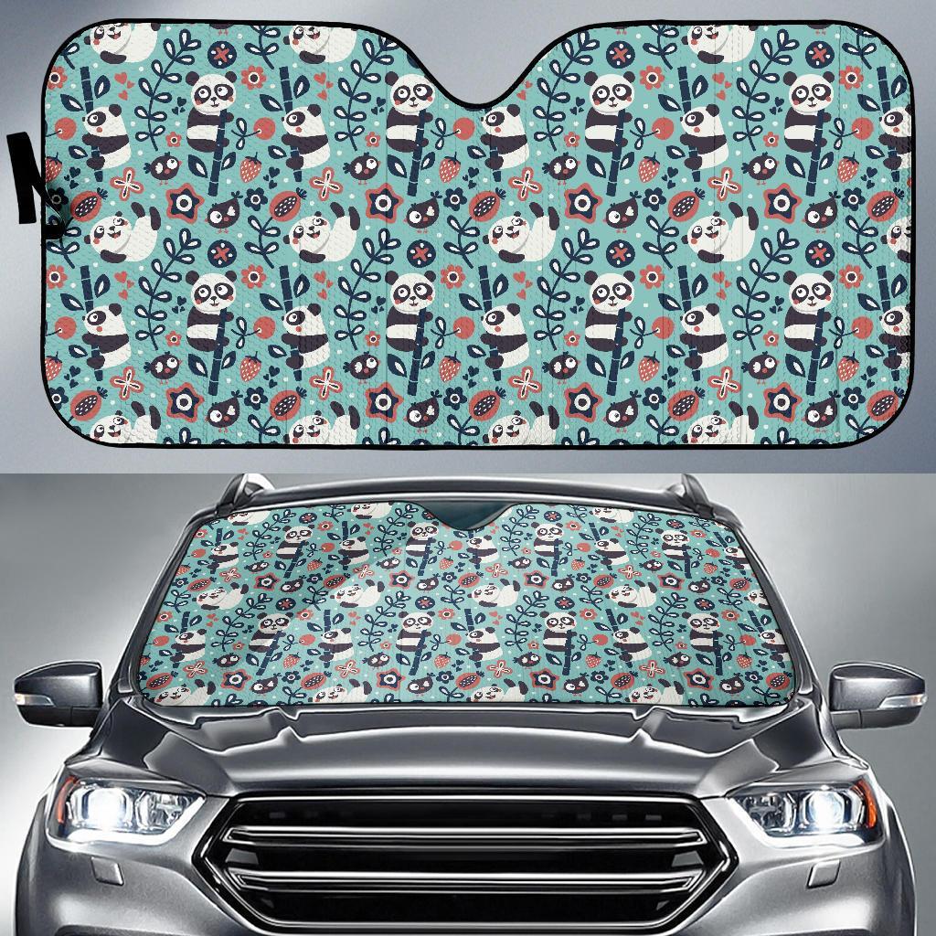 Bamboo Panda Pattern Print Car Sun Shade-grizzshop
