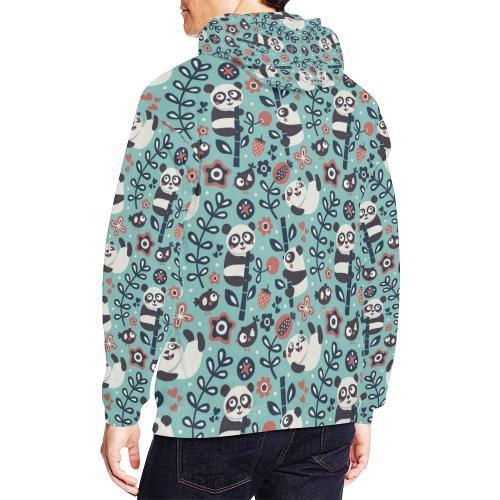 Bamboo Panda Pattern Print Men Pullover Hoodie-grizzshop