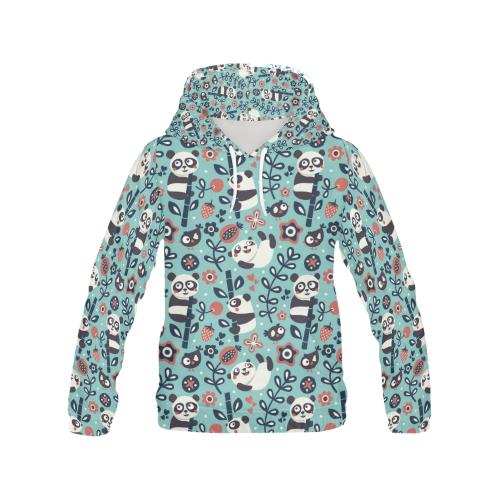 Bamboo Panda Pattern Print Women Pullover Hoodie-grizzshop