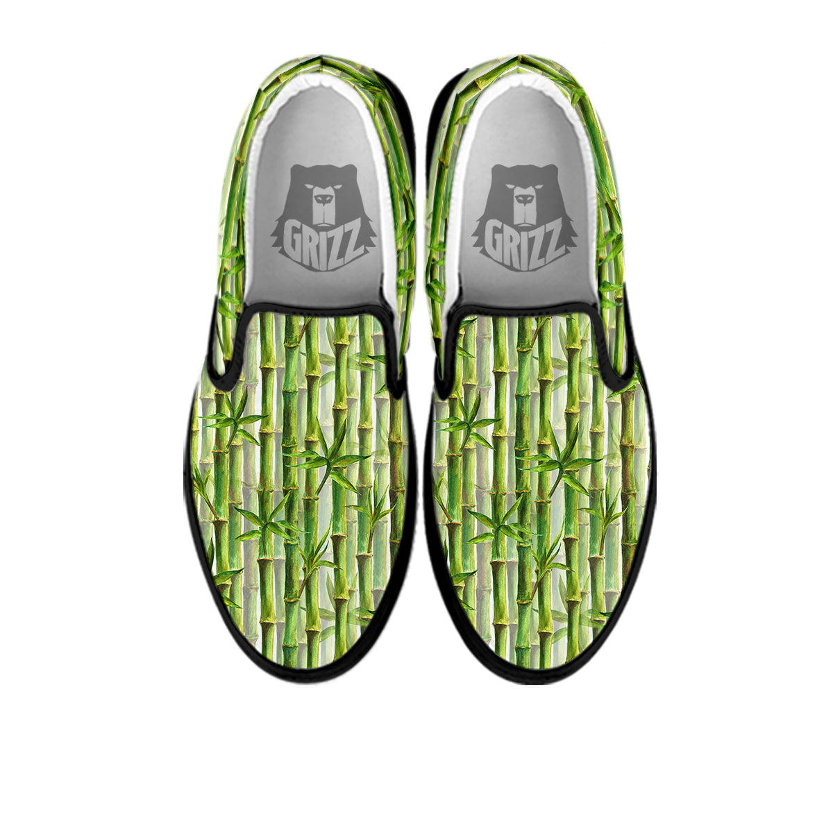 Bamboo Watercolor Print Pattern Black Slip On Shoes-grizzshop