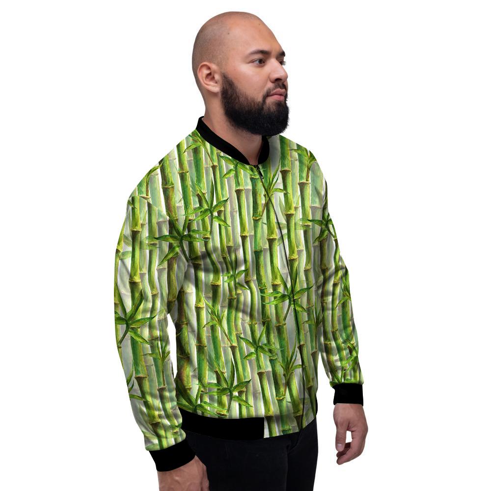 Bamboo Watercolor Print Pattern Men's Bomber Jacket-grizzshop