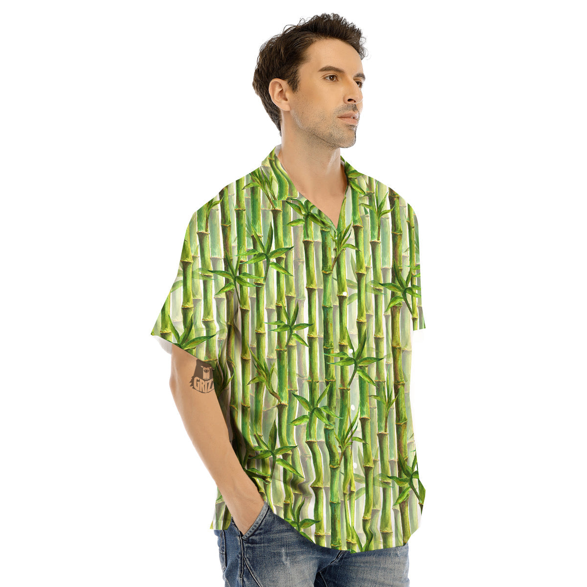 Bamboo Watercolor Print Pattern Men's Hawaiian Shirt-grizzshop