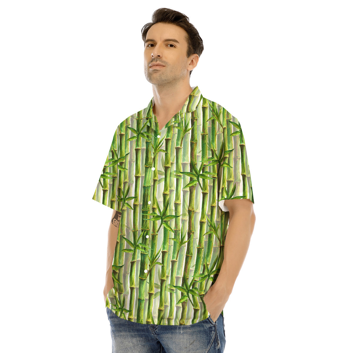 Bamboo Watercolor Print Pattern Men's Hawaiian Shirt-grizzshop