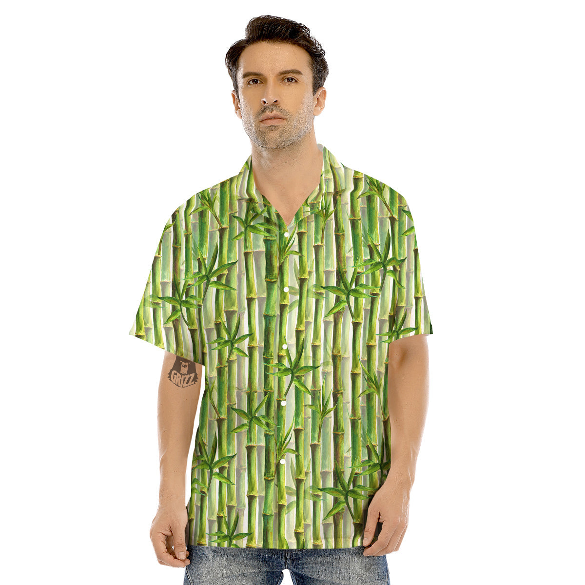 Bamboo Watercolor Print Pattern Men's Hawaiian Shirt-grizzshop