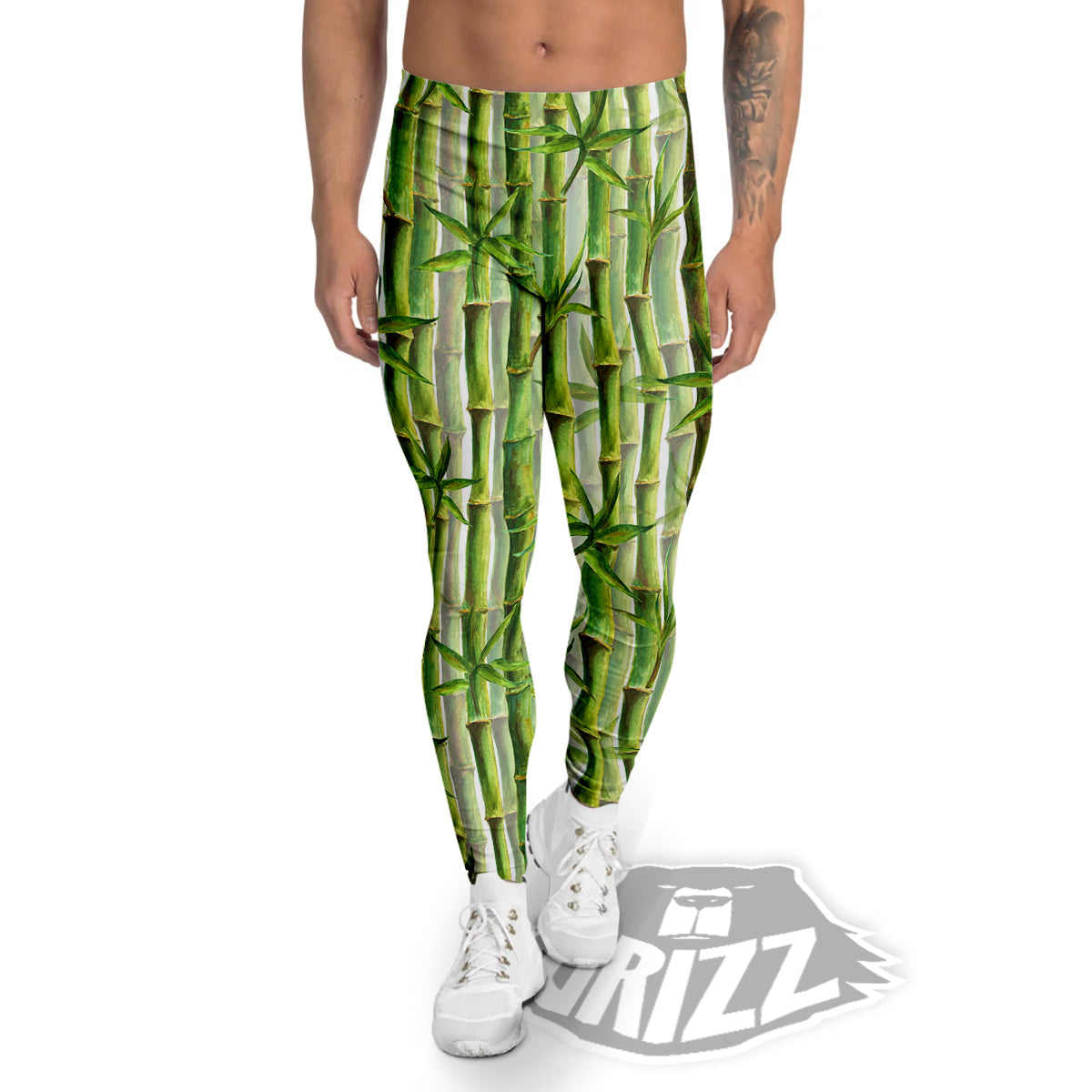 Bamboo Watercolor Print Pattern Men's Leggings-grizzshop