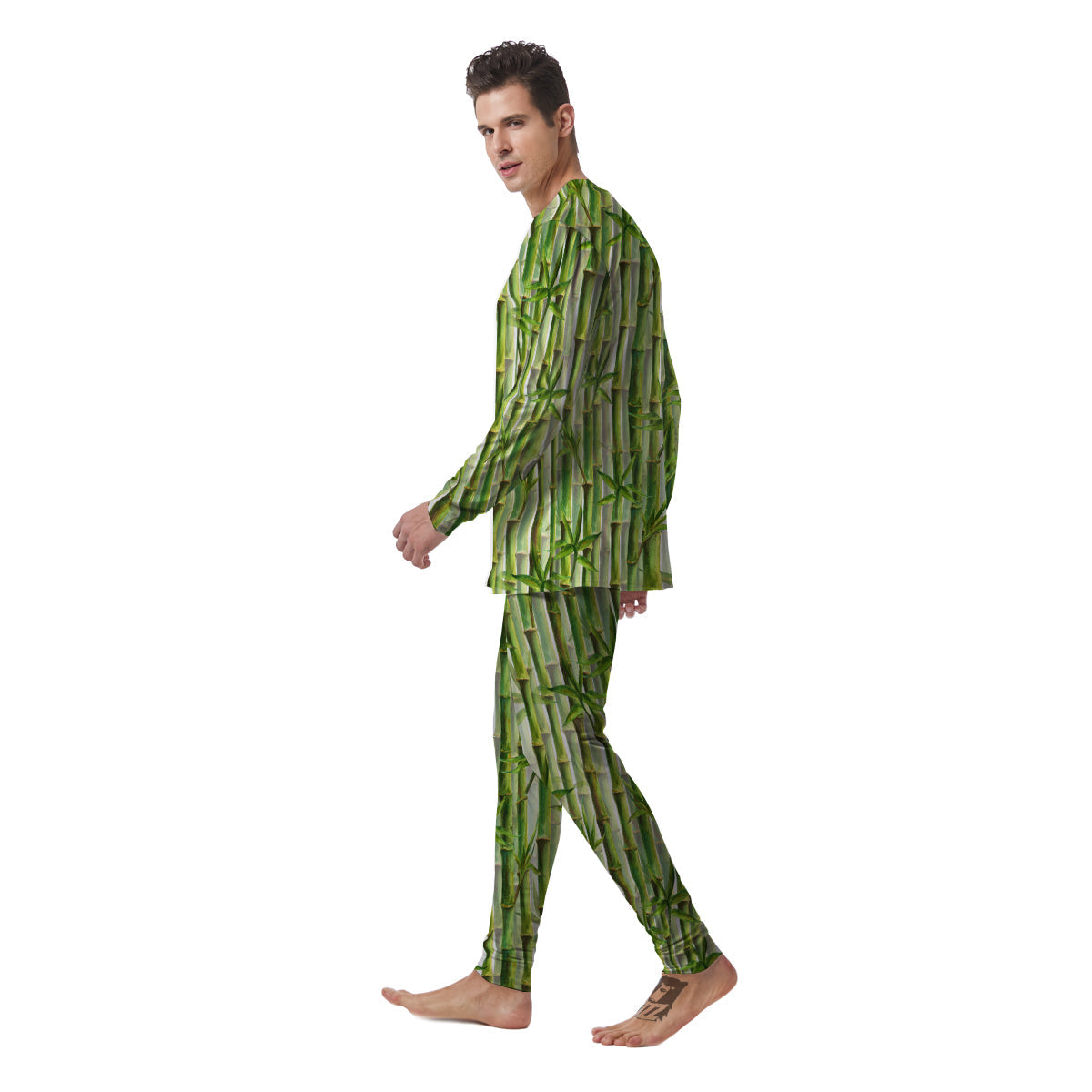 Bamboo Watercolor Print Pattern Men's Pajamas-grizzshop