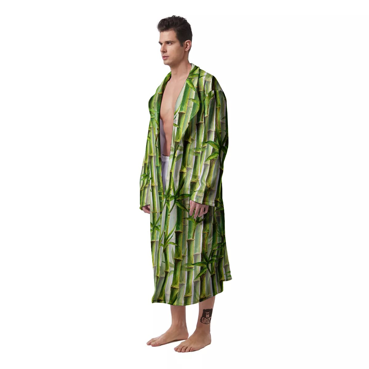 Bamboo Watercolor Print Pattern Men's Robe-grizzshop