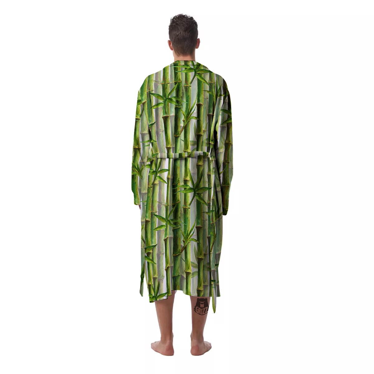 Bamboo Watercolor Print Pattern Men's Robe-grizzshop