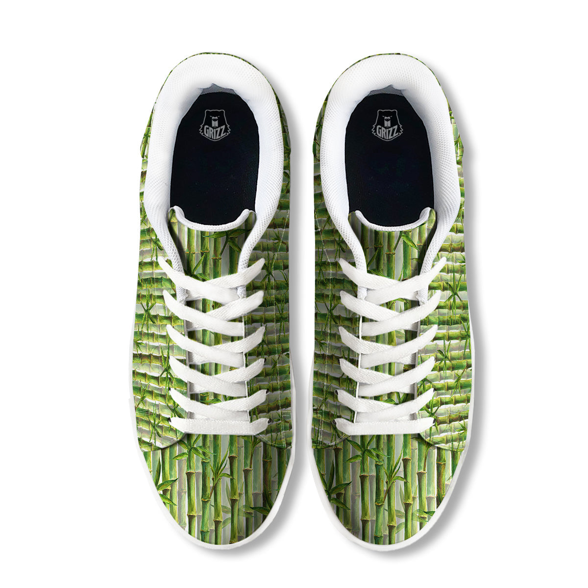 Bamboo Watercolor Print Pattern White Low Top Sneakers-grizzshop