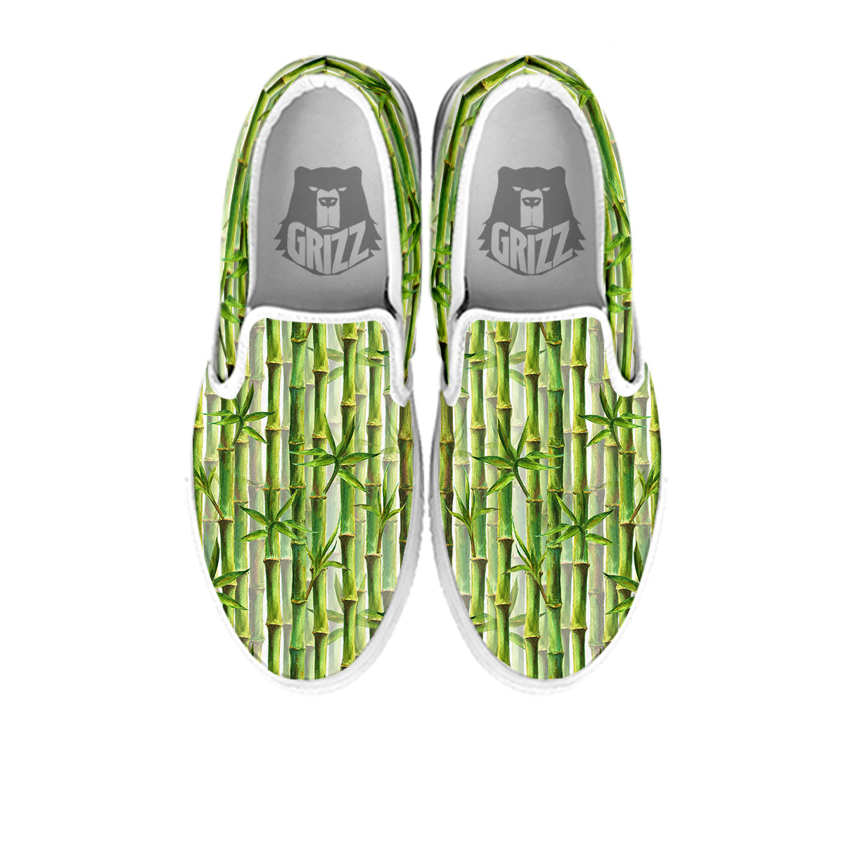 Bamboo Watercolor Print Pattern White Slip On Shoes-grizzshop