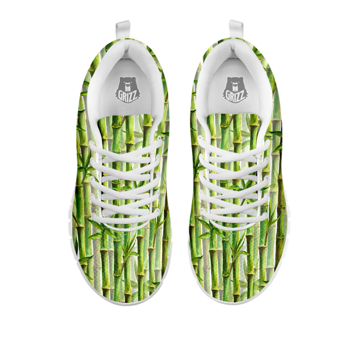 Bamboo Watercolor Print Pattern White Sneaker-grizzshop