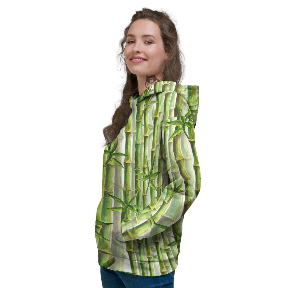 Bamboo Watercolor Print Pattern Women's Hoodie-grizzshop