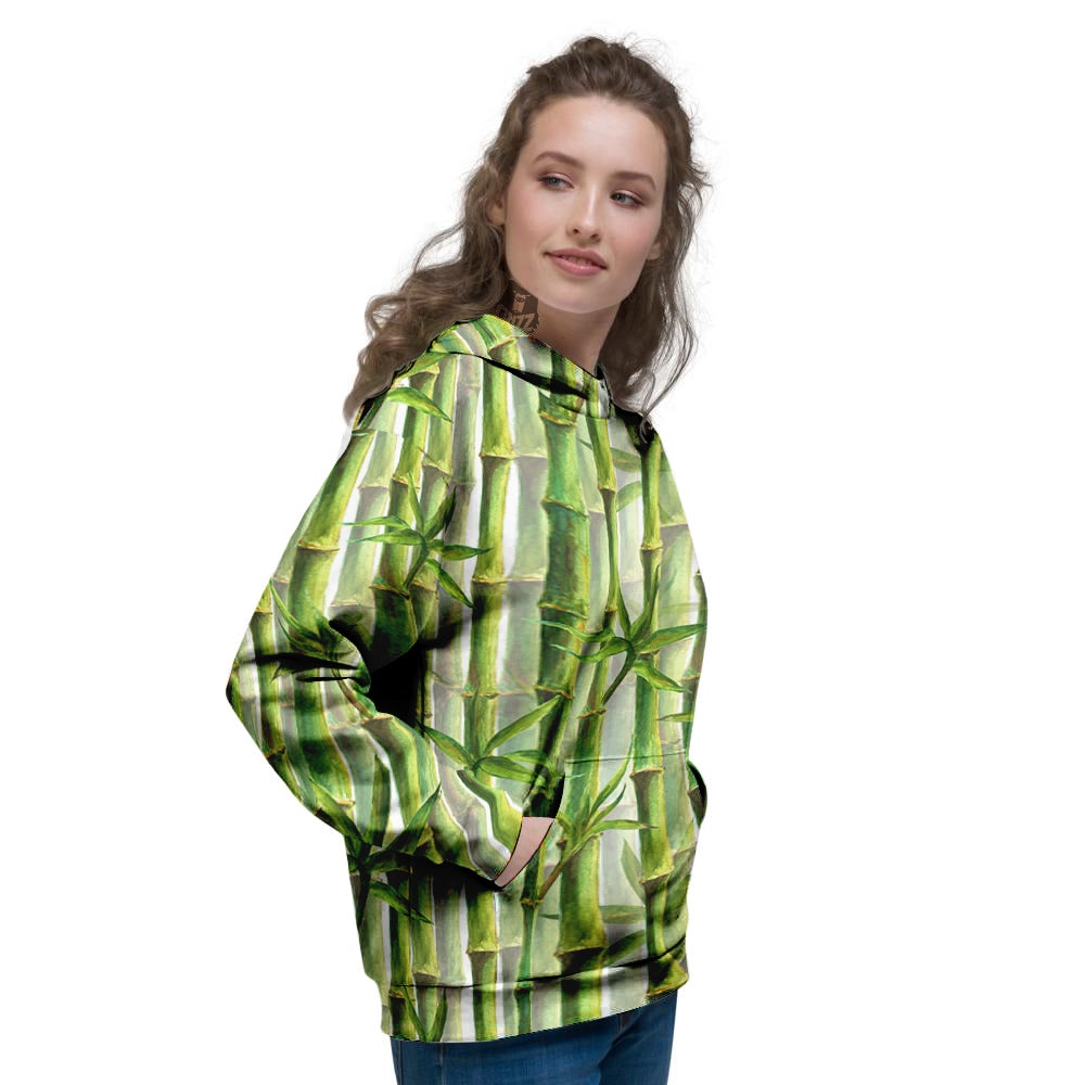 Bamboo Watercolor Print Pattern Women's Hoodie-grizzshop