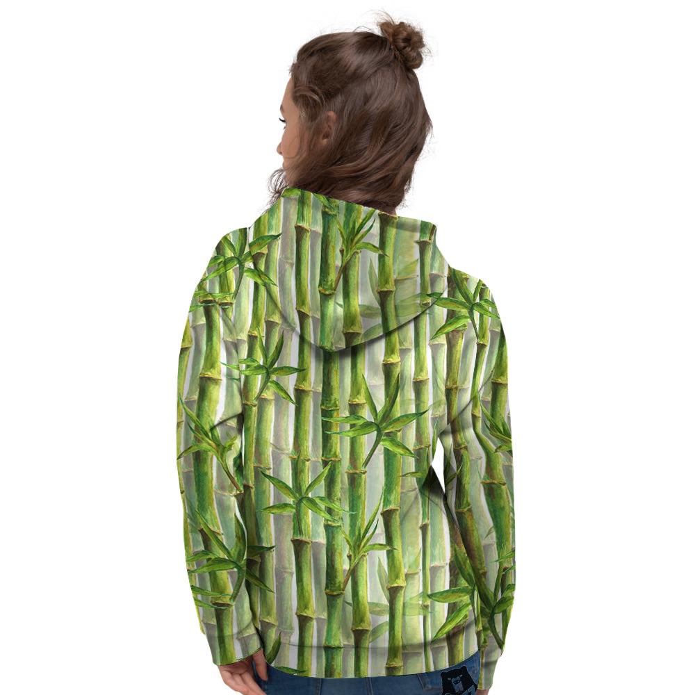Bamboo Watercolor Print Pattern Women's Hoodie-grizzshop