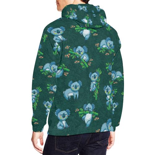Bamboo Koala Pattern Print Men Pullover Hoodie-grizzshop