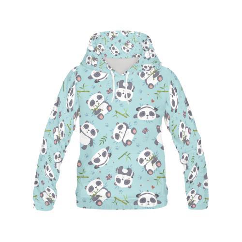 Bamboo Mint Panda Pattern Print Men Pullover Hoodie-grizzshop