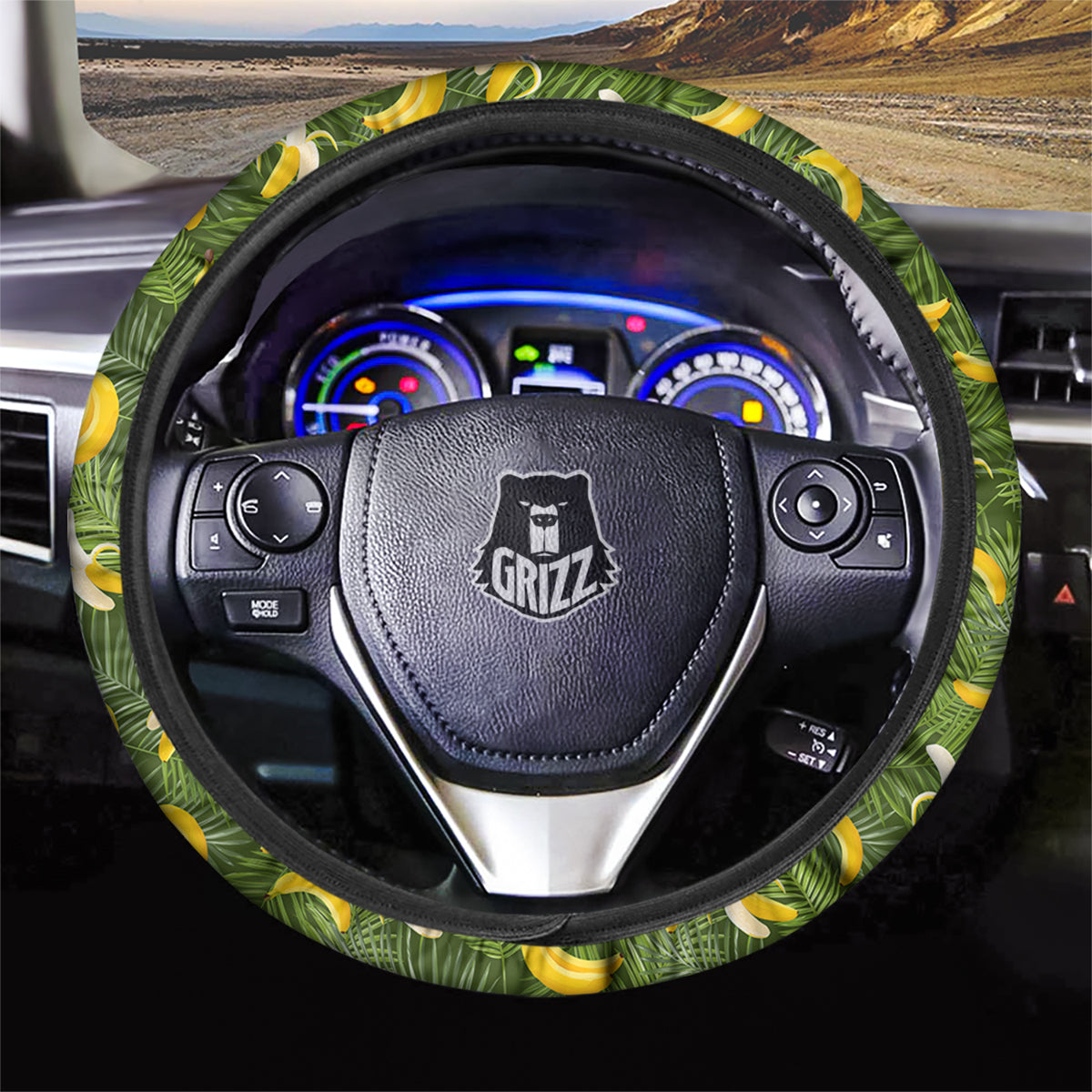 Banana Aloha Print Pattern Car Steering Wheel Cover-grizzshop