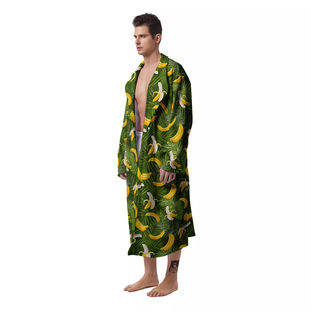 Banana Aloha Print Pattern Men's Robe-grizzshop