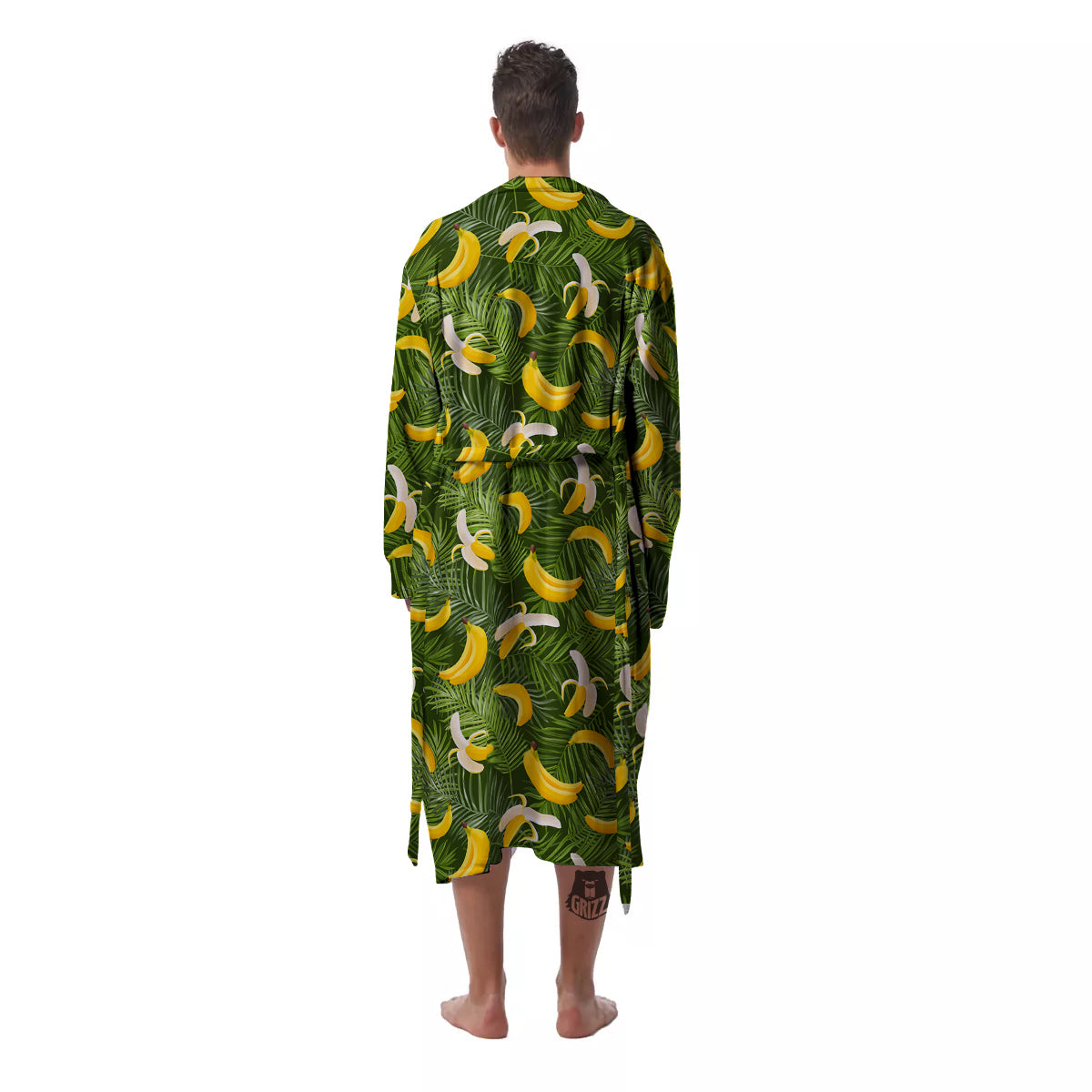 Banana Aloha Print Pattern Men's Robe-grizzshop