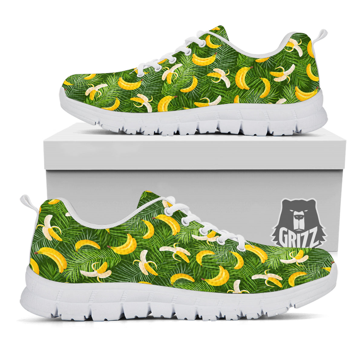 Banana Aloha Print Pattern White Sneaker-grizzshop